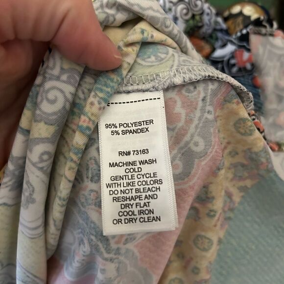 Spense NWT Blue Orange Pink Colorful Paisley Floral Stretch Sleeveless Blouse M - Picture 6 of 8
